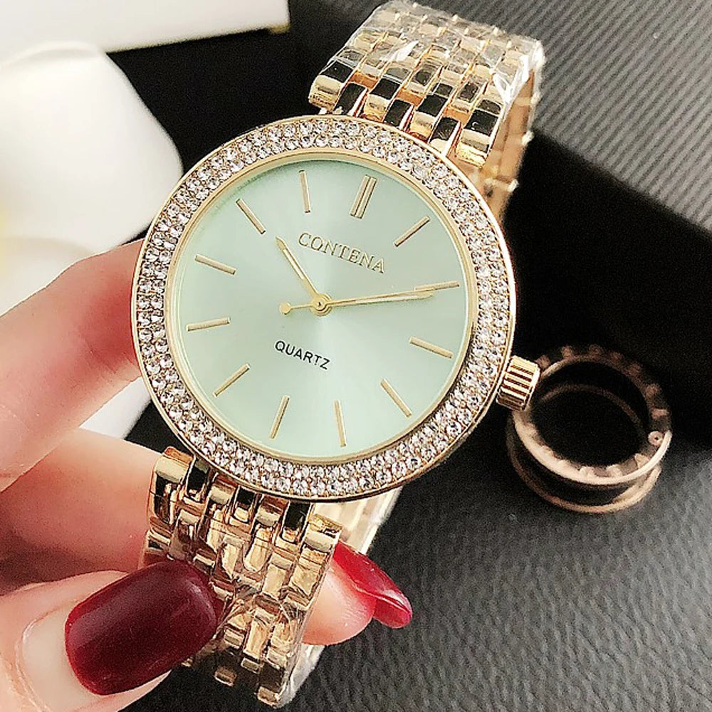 Women's Crystal Diamond Luxury Watch Contena