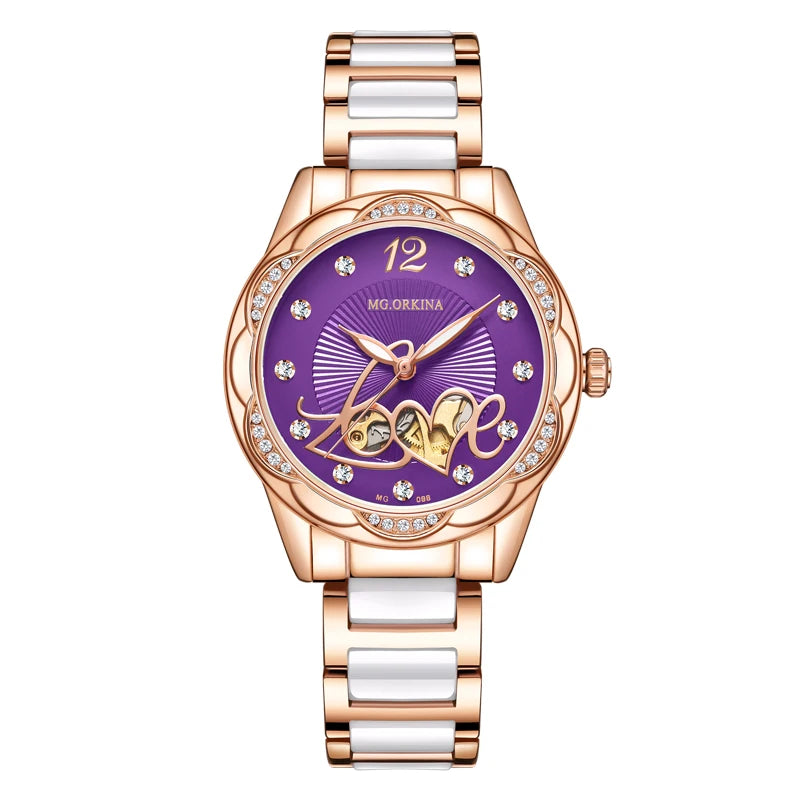 New 2026 Luxury Top Brand Black Ceramic Ladies Skeleton Womens Automatic Mechanical Watches Clock Gift for Women Montre Femme