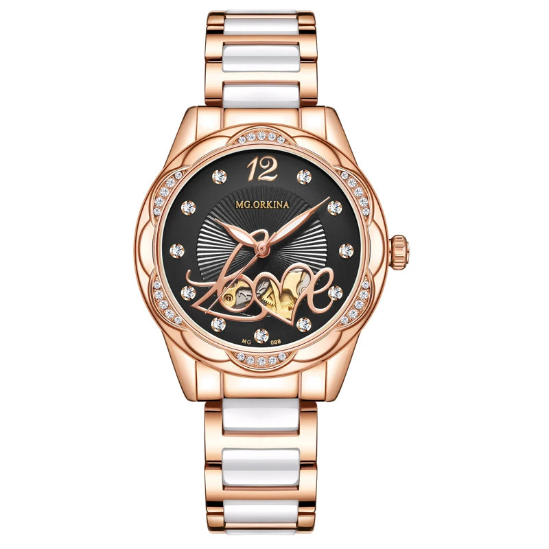 New 2026 Luxury Top Brand Black Ceramic Ladies Skeleton Womens Automatic Mechanical Watches Clock Gift for Women Montre Femme