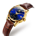 OLEVS Top Luxury Women Wristwatch Automatic Mechanical Waterproof Watch Calendar Brown Leather Watchstrap Lady Watches 2024