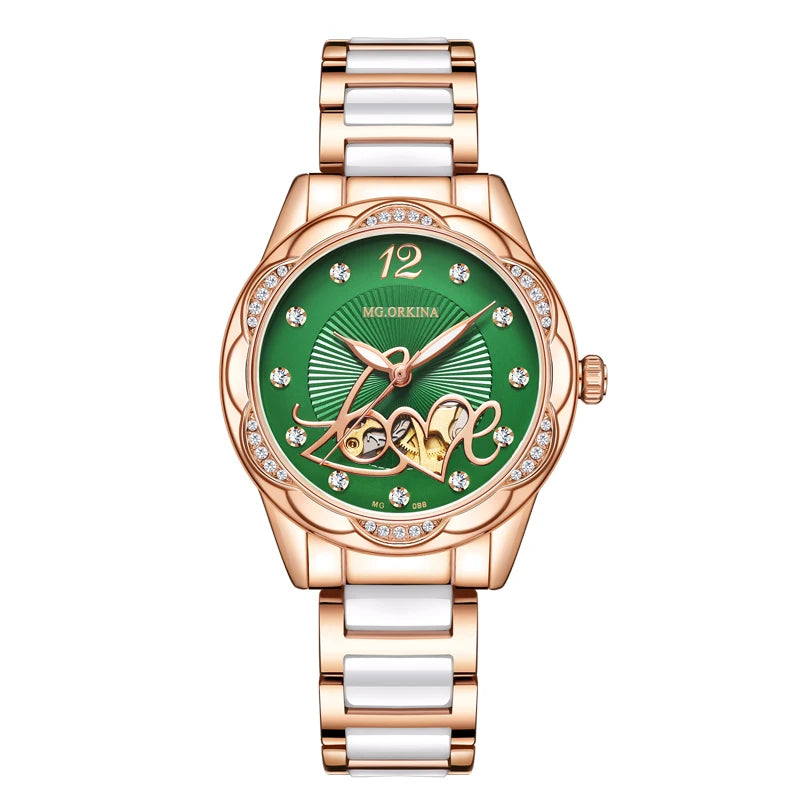 New 2026 Luxury Top Brand Black Ceramic Ladies Skeleton Womens Automatic Mechanical Watches Clock Gift for Women Montre Femme
