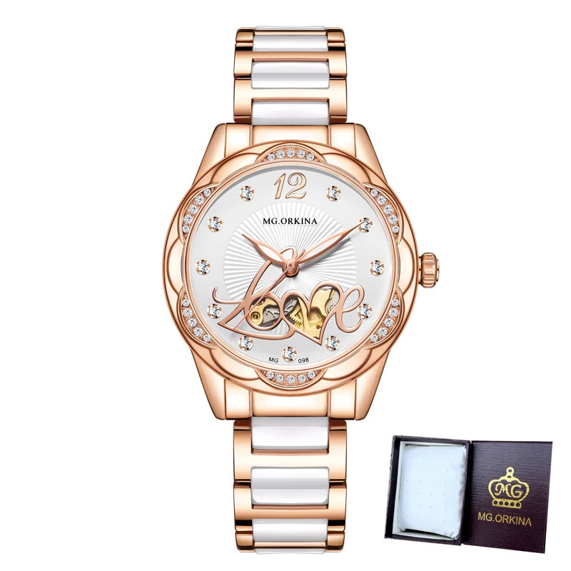 New 2026 Luxury Top Brand Black Ceramic Ladies Skeleton Womens Automatic Mechanical Watches Clock Gift for Women Montre Femme