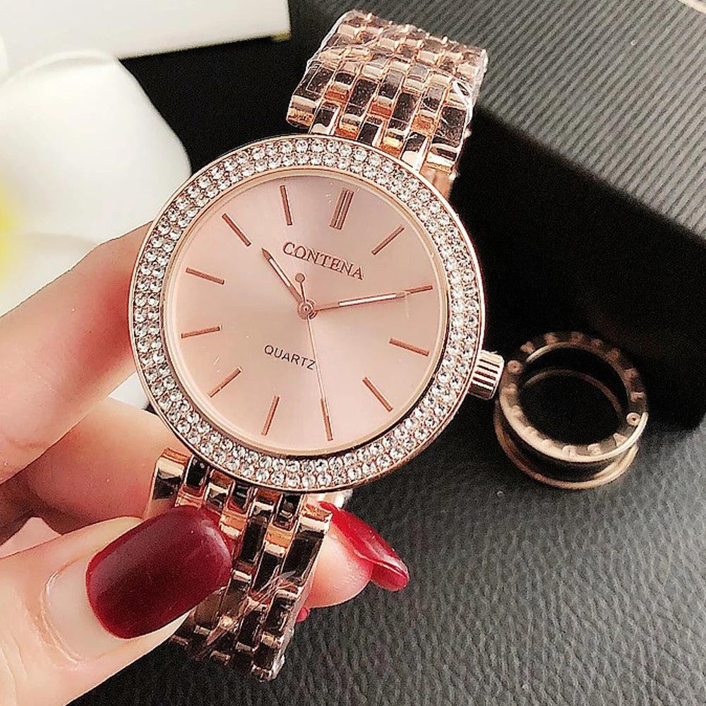 Women's Crystal Diamond Luxury Watch Contena