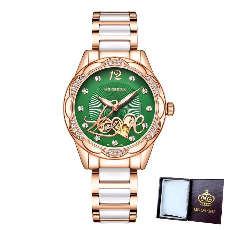 New 2026 Luxury Top Brand Black Ceramic Ladies Skeleton Womens Automatic Mechanical Watches Clock Gift for Women Montre Femme