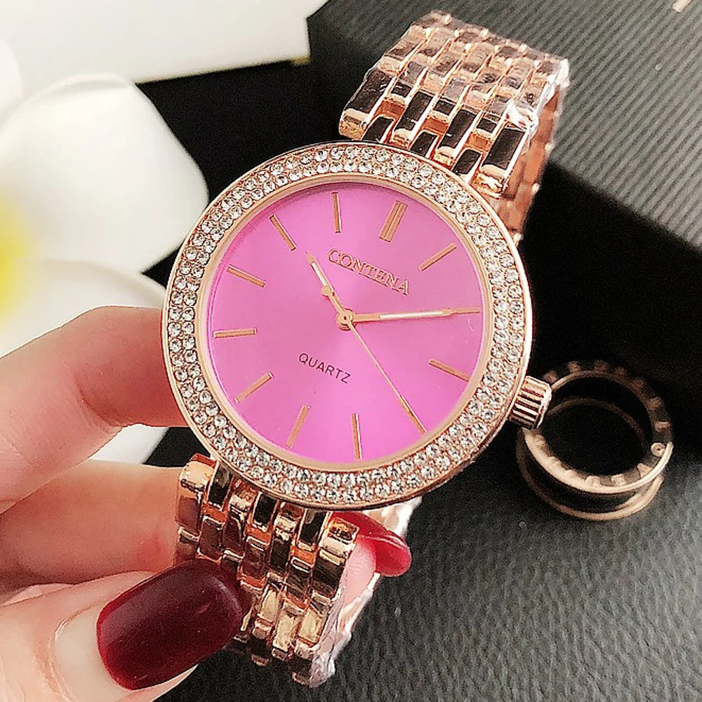 Women's Crystal Diamond Luxury Watch Contena