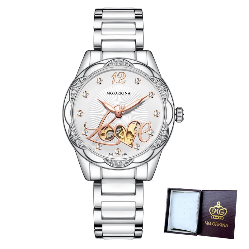 New 2026 Luxury Top Brand Black Ceramic Ladies Skeleton Womens Automatic Mechanical Watches Clock Gift for Women Montre Femme