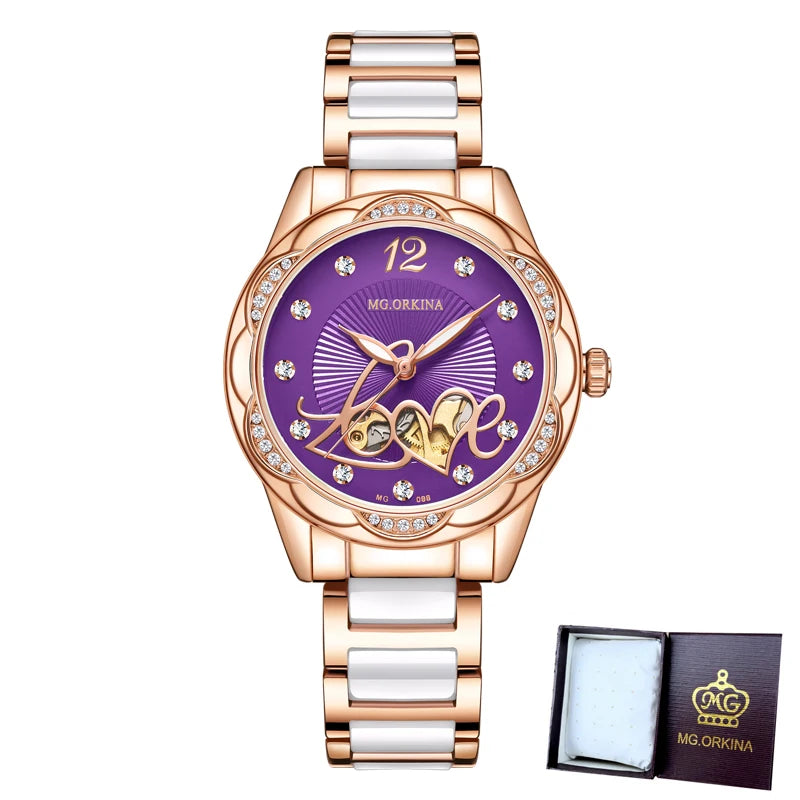 New 2026 Luxury Top Brand Black Ceramic Ladies Skeleton Womens Automatic Mechanical Watches Clock Gift for Women Montre Femme