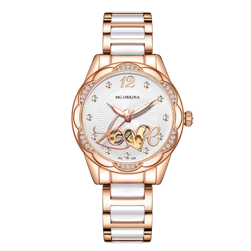 New 2026 Luxury Top Brand Black Ceramic Ladies Skeleton Womens Automatic Mechanical Watches Clock Gift for Women Montre Femme