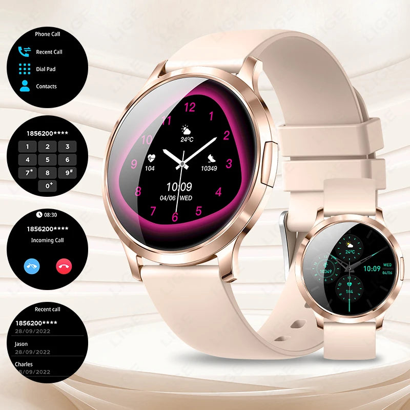 LIGE 2025 New Smart Watch For Women AMOLED HD Screen Watches IP68 Waterproof Heart Rate Monitor Ladies Utra-thin Smartwatch