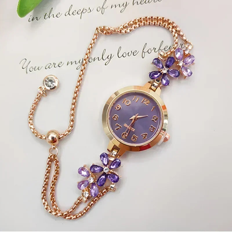 1 pcs Women Watches Brand Vintage Strass Watches Quartz Bracelet Ladies Luxury Wrist Watch Female Watch Montre Femme Watch