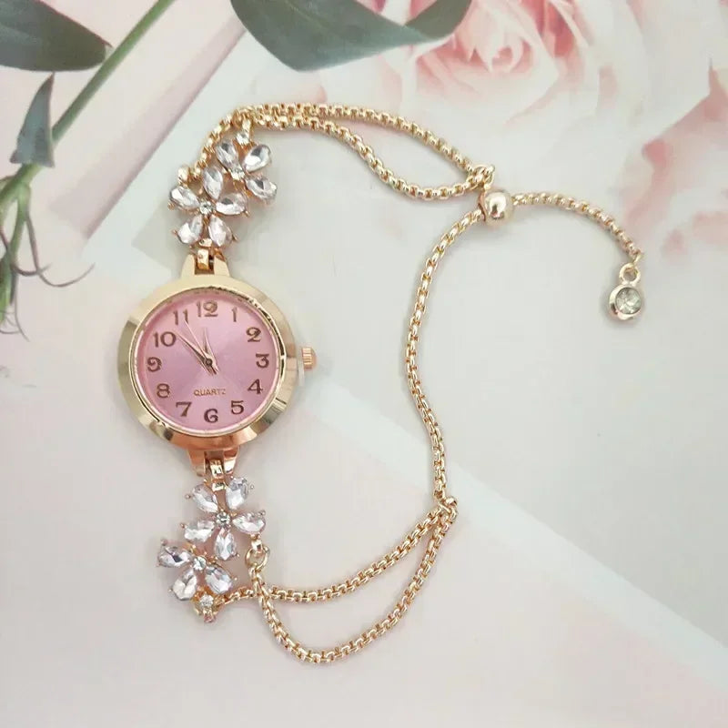 1 pcs Women Watches Brand Vintage Strass Watches Quartz Bracelet Ladies Luxury Wrist Watch Female Watch Montre Femme Watch