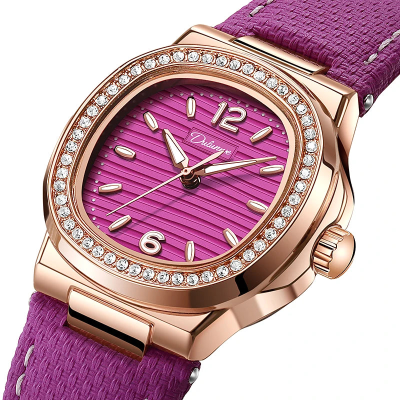 Nautilus Ladies' Mechanical Watch with Steel Strap, High-Quality Luxury, Dulunwe Diamond-Set Wristwatch, a Gift for Women