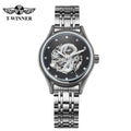T-WINNER High-end Luxury Dragon Woman Watch Stainless Steel Skeleton Mechanical Diamond Women's Wrist Watches Automatic Movement