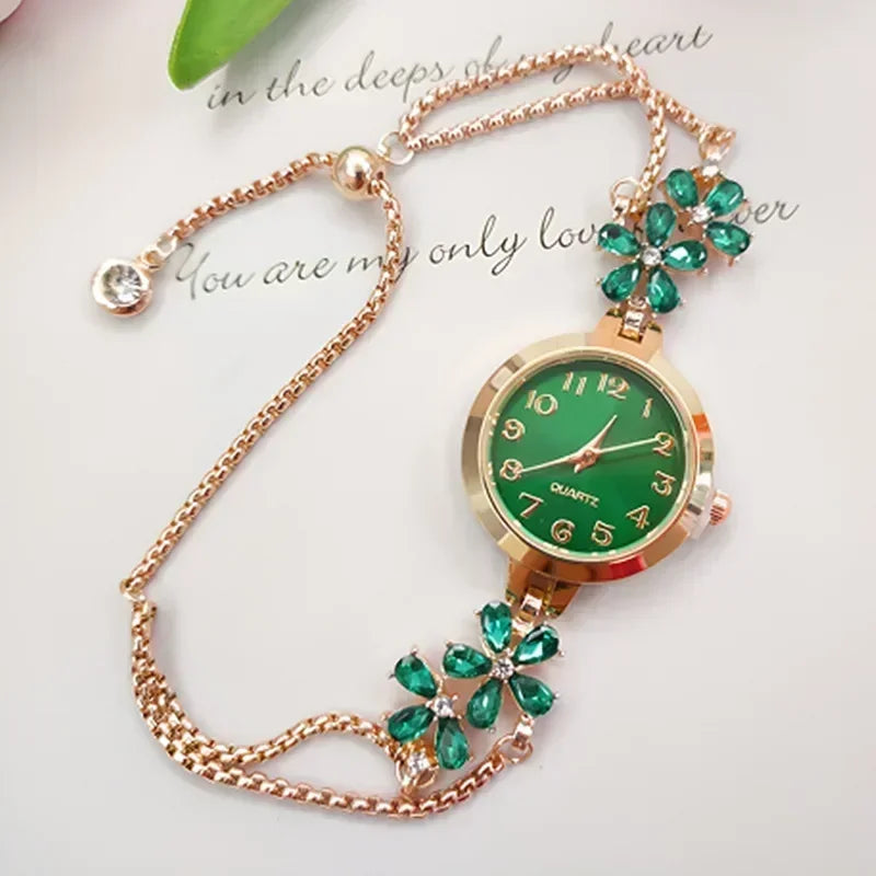 1 pcs Women Watches Brand Vintage Strass Watches Quartz Bracelet Ladies Luxury Wrist Watch Female Watch Montre Femme Watch