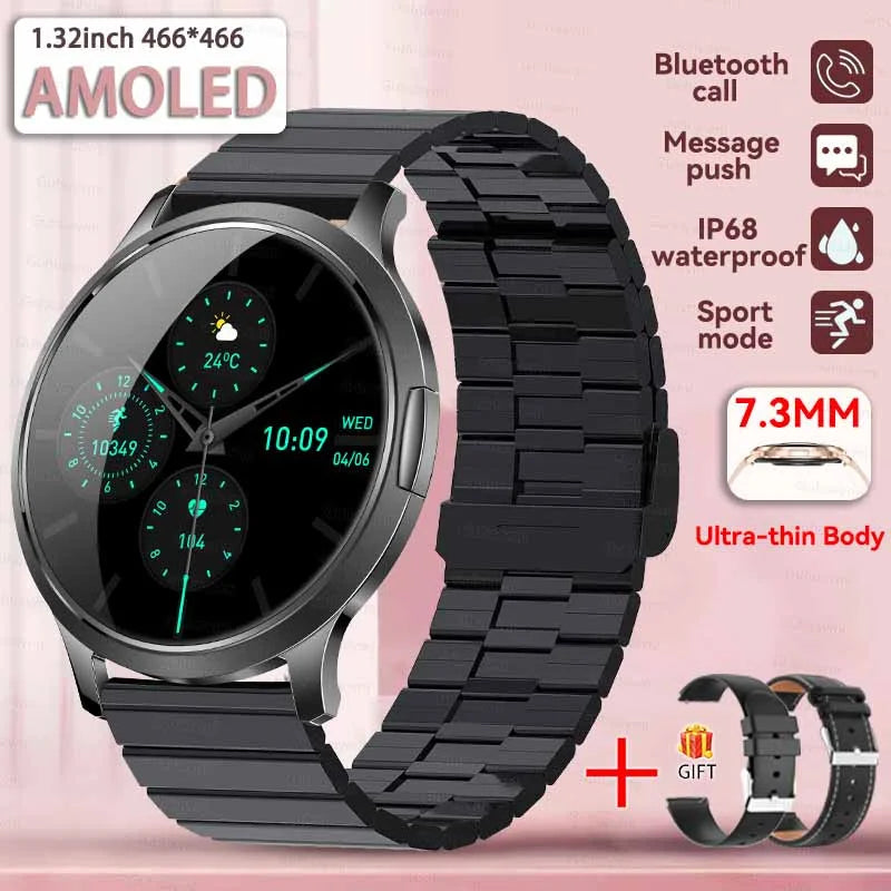 New Smart Watch Women 1.32"Ultra-thin AMOLED HD Screen Sport Fitness Bracelet Custom Watch Face Bluetooth Call Luxury Smartwatch