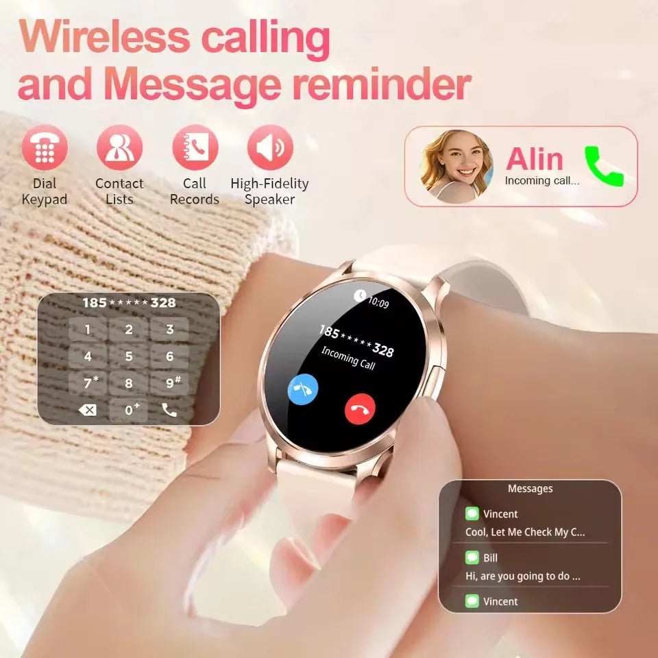 New Smart Watch Women 1.32"Ultra-thin AMOLED HD Screen Sport Fitness Bracelet Custom Watch Face Bluetooth Call Luxury Smartwatch