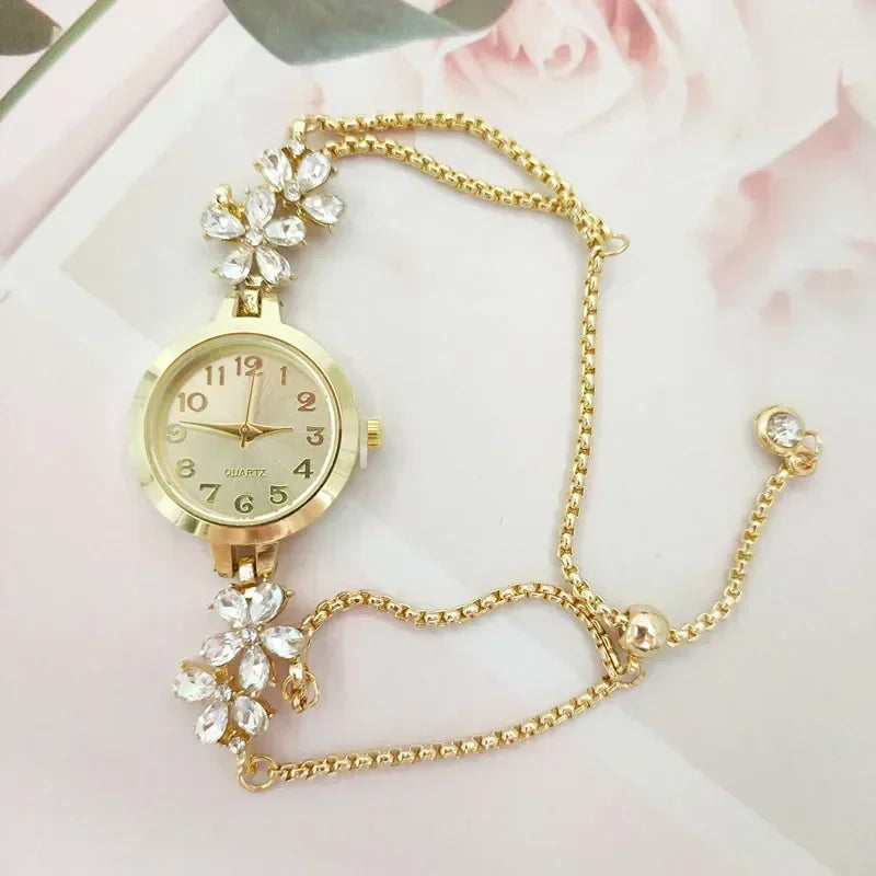 1 pcs Women Watches Brand Vintage Strass Watches Quartz Bracelet Ladies Luxury Wrist Watch Female Watch Montre Femme Watch