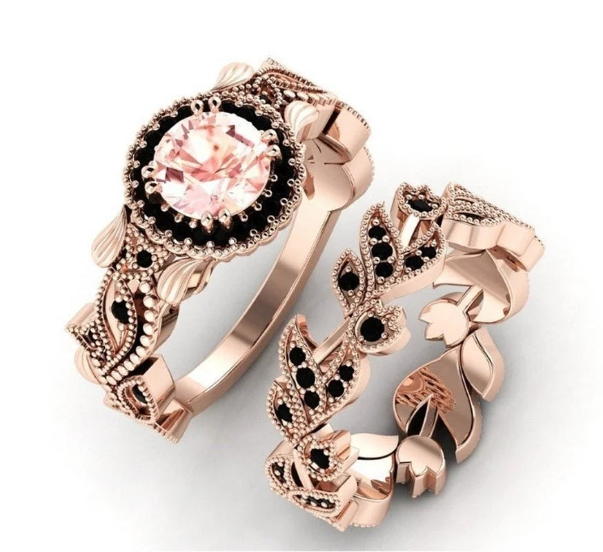 Rose Gold Zirconia Ring Set