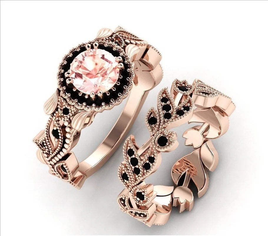 Rose Gold Zirconia Ring Set