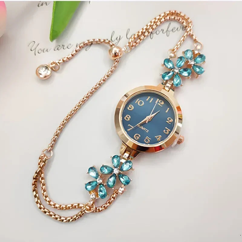 1 pcs Women Watches Brand Vintage Strass Watches Quartz Bracelet Ladies Luxury Wrist Watch Female Watch Montre Femme Watch
