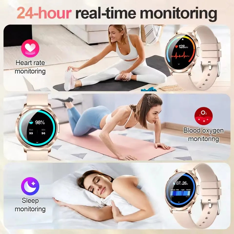 New Smart Watch Women 1.32"Ultra-thin AMOLED HD Screen Sport Fitness Bracelet Custom Watch Face Bluetooth Call Luxury Smartwatch