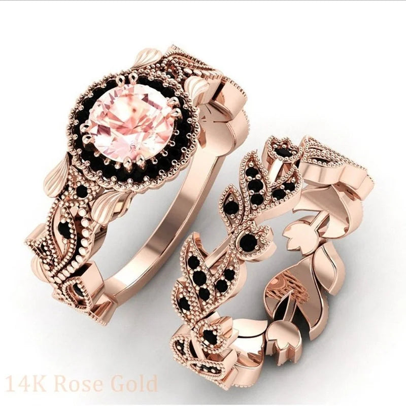 Rose Gold Zirconia Ring Set