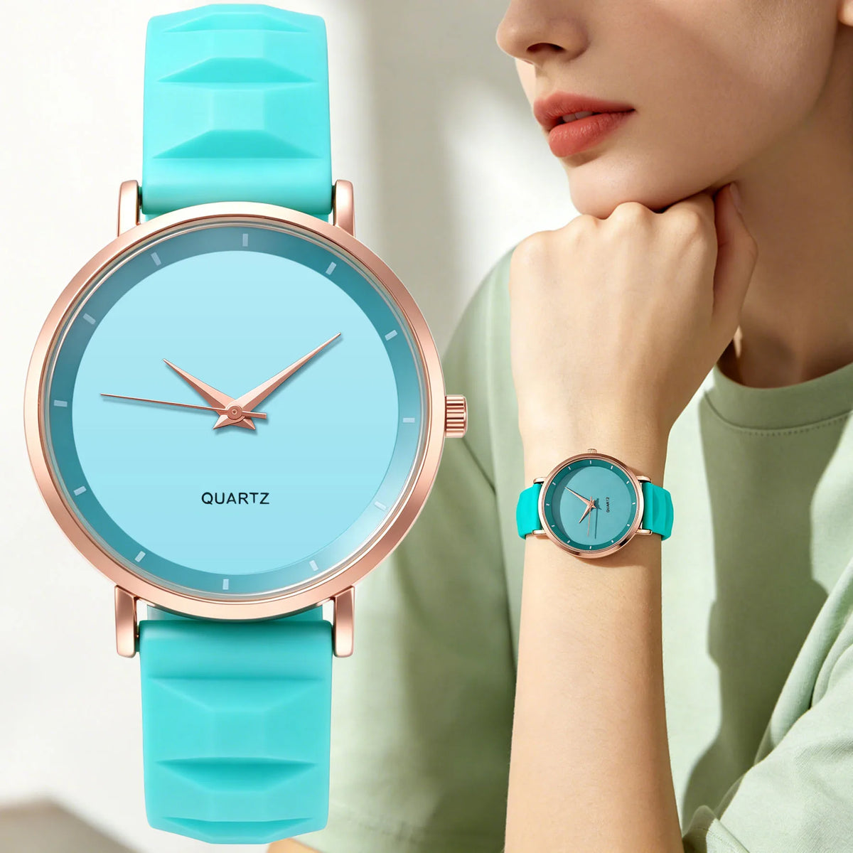 Women's Round Dial Silicone Watch